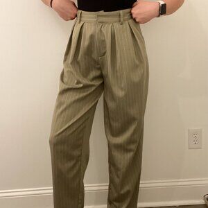 princess polly pleated wide leg trousers green white striped